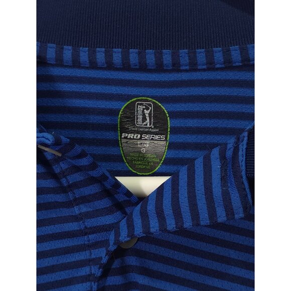 PGA Tour Pro Series Blue Striped Polo Shirt - Picture 2 of 8